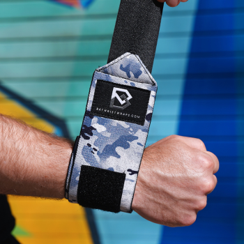 athlete in Bay Gear Co. Arctic Camo wrist wraps holding a handstand